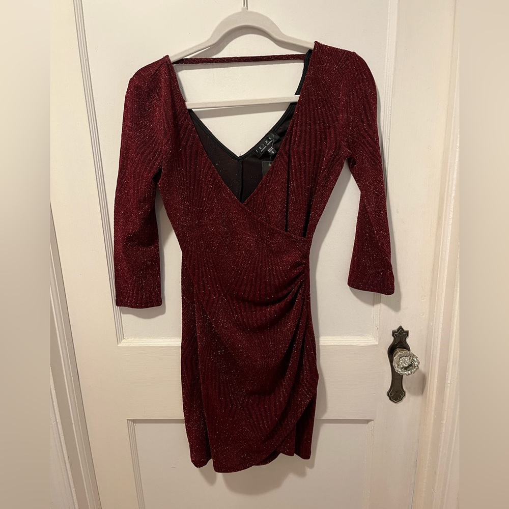 Party dress litter, burgundy, stretch material